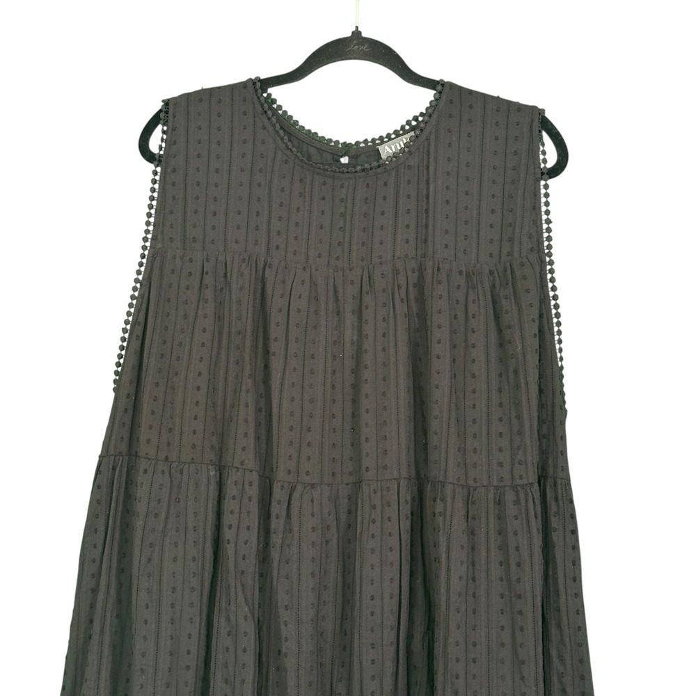 Arula Swiss Dot Tiered Babydoll Dress Tunic Black Sleeveless‎ Lined 2X Plus B - Picture 3 of 15